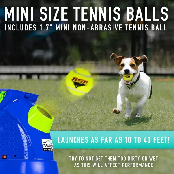 Franklin Pet Ready Set Fetch Automatic Tennis Ball Launcher Dog Toy  Official Size Tennis Ball Thrower  Interactive ToyBlueGreenWhite