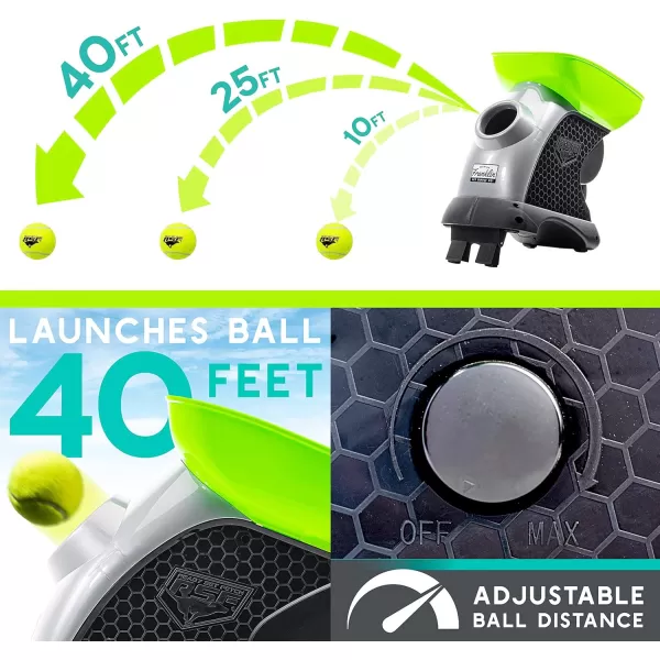 Franklin Pet Ready Set Fetch Automatic Tennis Ball Launcher Dog Toy  Official Size Tennis Ball Thrower  Interactive ToyGreenBlack