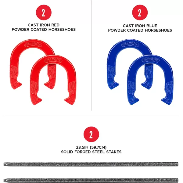 Franklin Sports Horseshoe Set  Cast iron Horseshoes and Steel Stakes  Official Size and Weight  Perfect for Yard and Beach  RecreationalIntermediate