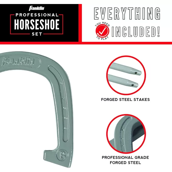 Franklin Sports Horseshoes Sets  Metal Horseshoe Game Sets for Adults  Kids  Official Weight Steel Horseshoes  Beach  Lawn Horseshoes Sets  Sets Include 4 Horseshoes and 2 Ground StakesProfessional