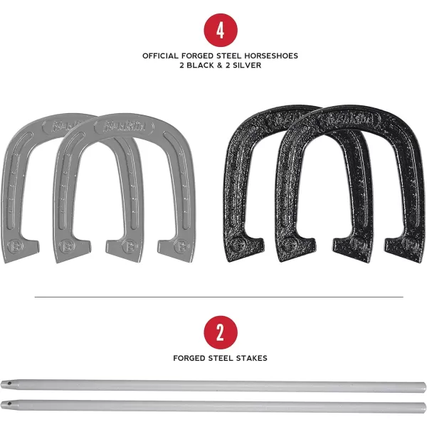 Franklin Sports Horseshoes Sets  Metal Horseshoe Game Sets for Adults  Kids  Official Weight Steel Horseshoes  Beach  Lawn Horseshoes Sets  Sets Include 4 Horseshoes and 2 Ground StakesProfessional