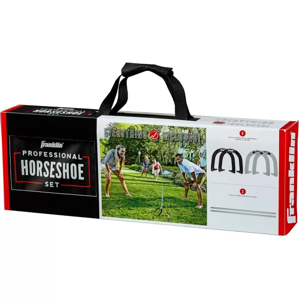 Franklin Sports Horseshoes Sets  Metal Horseshoe Game Sets for Adults  Kids  Official Weight Steel Horseshoes  Beach  Lawn Horseshoes Sets  Sets Include 4 Horseshoes and 2 Ground StakesProfessional