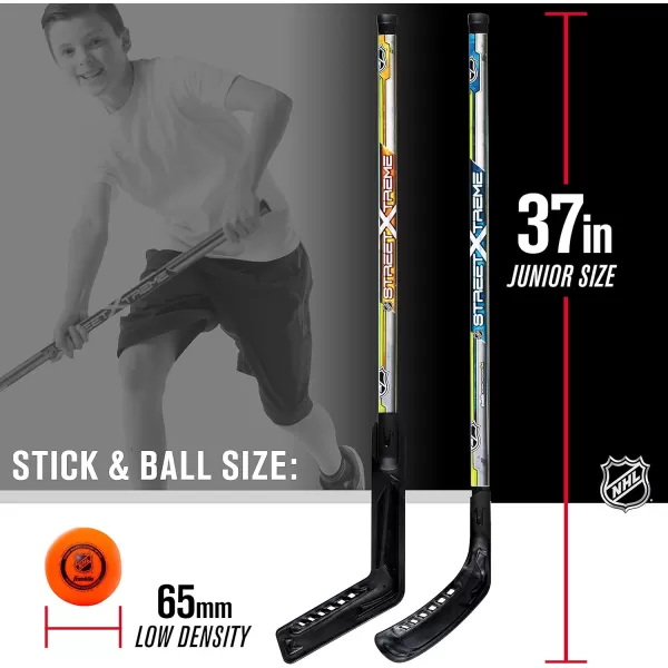 Franklin Sports NHL Kids Street Hockey Stick Set  Includes 2 Youth Street Hockey Sticks  1 Outdoor Roller Hockey Ball  Perfect Hockey Starter Set for KidsGoaliePlayer Stick