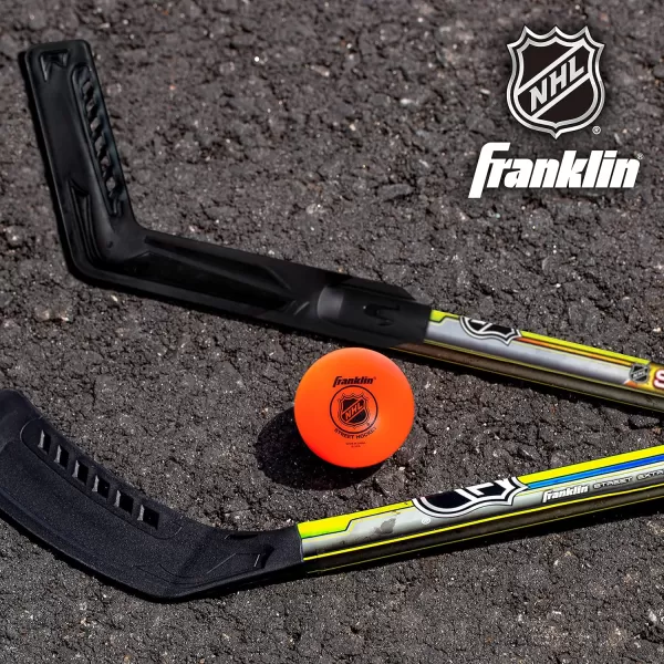 Franklin Sports NHL Kids Street Hockey Stick Set  Includes 2 Youth Street Hockey Sticks  1 Outdoor Roller Hockey Ball  Perfect Hockey Starter Set for KidsGoaliePlayer Stick