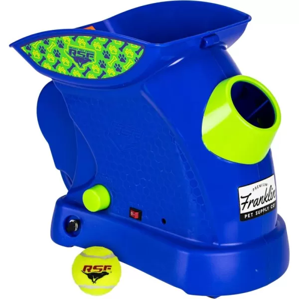Franklin Pet Ready Set Fetch Automatic Tennis Ball Launcher Dog Toy  Official Size Tennis Ball Thrower  Interactive ToyBlueGreenWhite