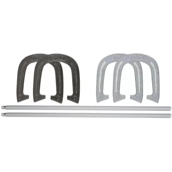 Franklin Sports Horseshoe Set  Cast iron Horseshoes and Steel Stakes  Official Size and Weight  Perfect for Yard and Beach  RecreationalAdvanced