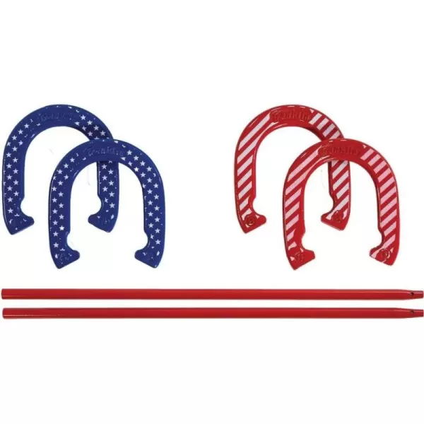 Franklin Sports Horseshoes Set  Metal Horseshoe Game Set for Adults  Kids  Official Weight Steel Horseshoes  Beach  Lawn Horseshoes  American Series