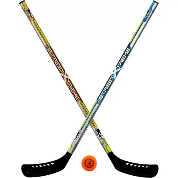 Franklin Sports NHL Kids Street Hockey Stick Set  Includes 2 Youth Street Hockey Sticks  1 Outdoor Roller Hockey Ball  Perfect Hockey Starter Set for KidsPlayer Sticks