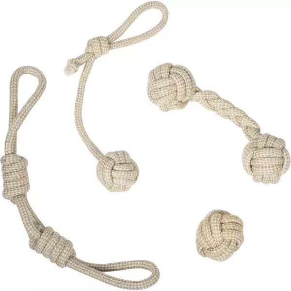 Franklin Sports Pet Supply Natural Rope Dog Toys  4 Pack  Play Fetch  Tug of War  Dog Teething  Puppy Chew  Puppy  Teething Toy  Tug Rope  Tug Toy