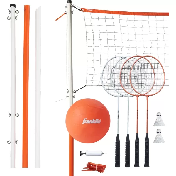 Franklin Sports Volleyball  Badminton Combo Sets  Backyard  Beach Outdoor Volleyball  Badminton Net Set  Portable Badminton  Volleyball Net with Poles  Volleyball Rackets  Birdies IncludedStarter
