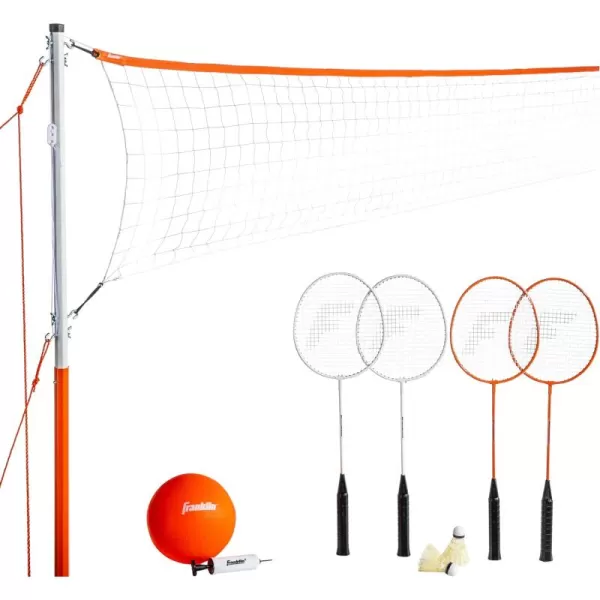 Franklin Sports Volleyball  Badminton Combo Sets  Backyard  Beach Outdoor Volleyball  Badminton Net Set  Portable Badminton  Volleyball Net with Poles  Volleyball Rackets  Birdies IncludedStarter