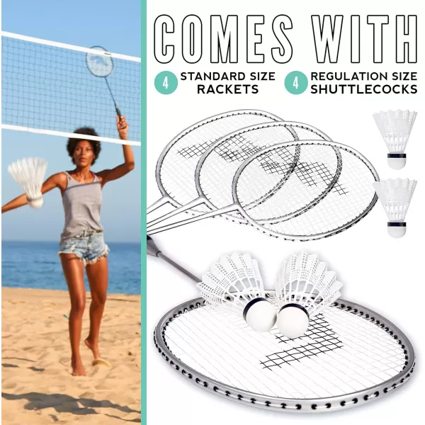 Franklin Sports Badminton Racket  Birdie Set  Replacement Badminton Equipment for Kids  Adults  2 Player  4 Player Badminton Racket Sets4 Player Elite