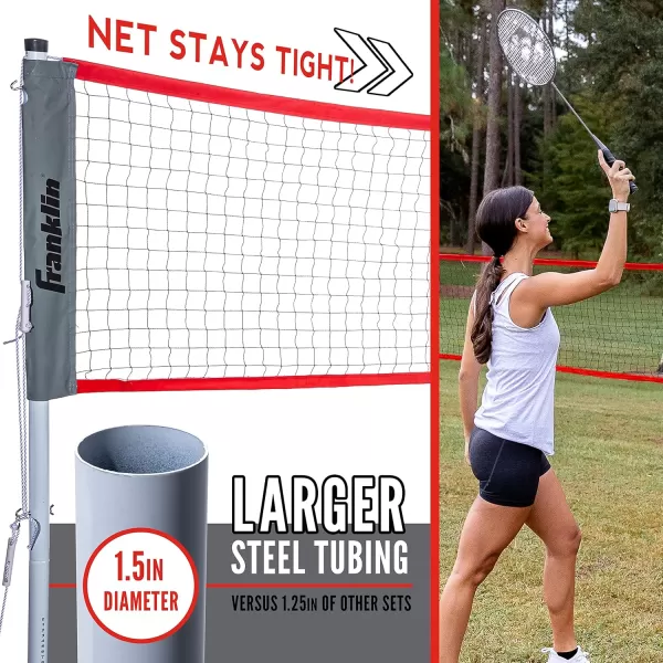 Franklin Sports Badminton Net Sets  Outdoor Backyard  Beach Badminton Net  Equipment Set  4 Rackets  2 Birdies  Portable Net Included  Adults  Kids SetElite