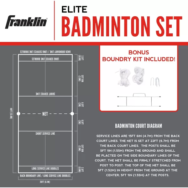 Franklin Sports Badminton Net Sets  Outdoor Backyard  Beach Badminton Net  Equipment Set  4 Rackets  2 Birdies  Portable Net Included  Adults  Kids SetElite