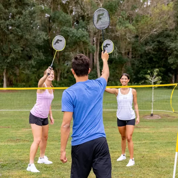 Franklin Sports Badminton Net Sets  Outdoor Backyard  Beach Badminton Net  Equipment Set  4 Rackets  2 Birdies  Portable Net Included  Adults  Kids SetFamily