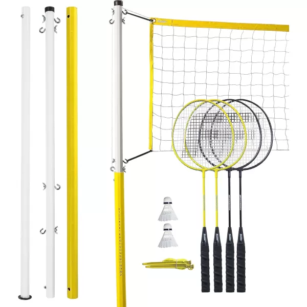 Franklin Sports Badminton Net Sets  Outdoor Backyard  Beach Badminton Net  Equipment Set  4 Rackets  2 Birdies  Portable Net Included  Adults  Kids SetFamily