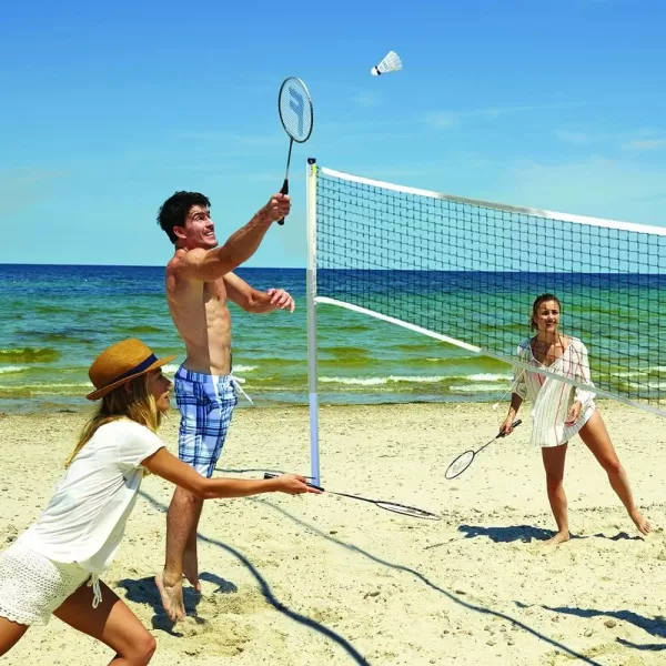Franklin Sports Badminton Net Sets  Outdoor Backyard  Beach Badminton Net  Equipment Set  4 Rackets  2 Birdies  Portable Net Included  Adults  Kids SetProfessional