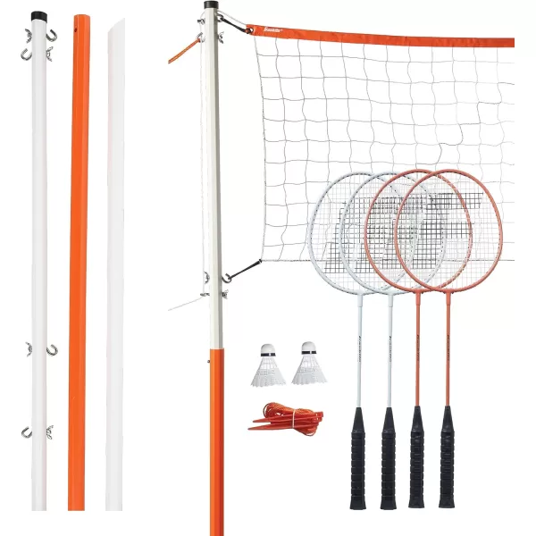 Franklin Sports Badminton Net Sets  Outdoor Backyard  Beach Badminton Net  Equipment Set  4 Rackets  2 Birdies  Portable Net Included  Adults  Kids SetStarter