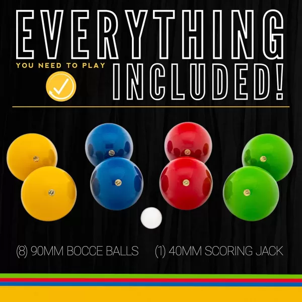 Franklin Sports Bocce Ball Set  8 Wooden Bocce Balls and 1 Pallino  Beach Backyard Lawn or Outdoor Party Game  Made in Italy90mm