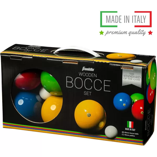 Franklin Sports Bocce Ball Set  8 Wooden Bocce Balls and 1 Pallino  Beach Backyard Lawn or Outdoor Party Game  Made in Italy90mm