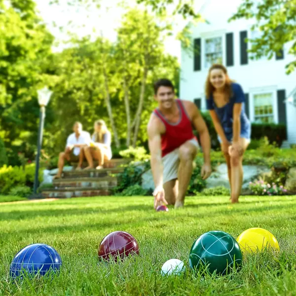 Franklin Sports Bocce Sets  Backyard  Beach Bocce Ball Sets  8 Outdoor Balls  1 Pallino  Adult  Family Bocce SetsAdvanced