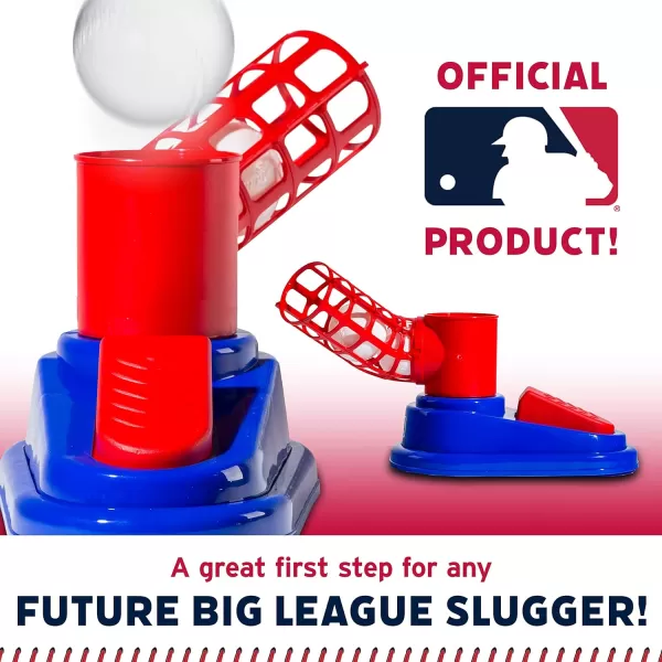 Franklin Sports Kids Baseball Pitching Machine  Pop A Pitch Baseball Batting Machine with Youth Bat  3 Plastic Baseballs  Boys  Girls Baseball ToyRedBlueBaseball Pop A Pitch