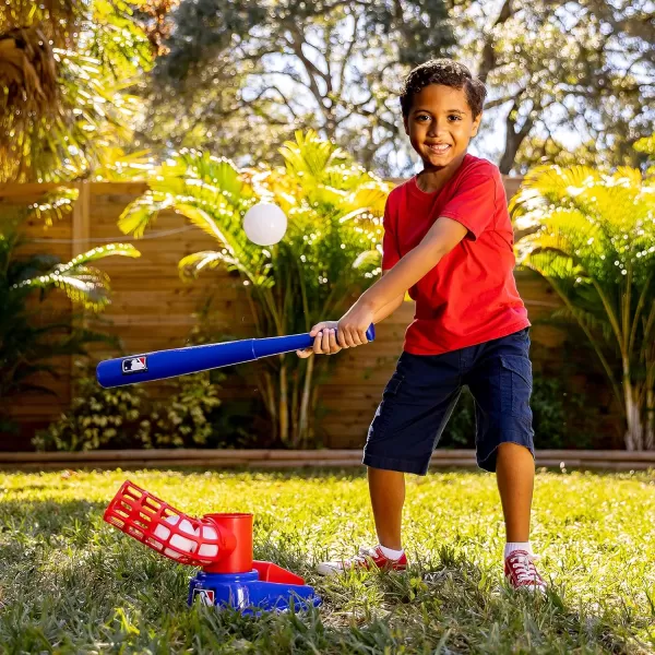 Franklin Sports Kids Baseball Pitching Machine  Pop A Pitch Baseball Batting Machine with Youth Bat  3 Plastic Baseballs  Boys  Girls Baseball ToyRedBlueBaseball Pop A Pitch