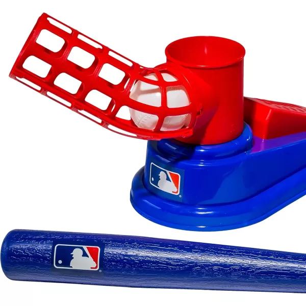 Franklin Sports Kids Baseball Pitching Machine  Pop A Pitch Baseball Batting Machine with Youth Bat  3 Plastic Baseballs  Boys  Girls Baseball ToyRedBlueBaseball Pop A Pitch