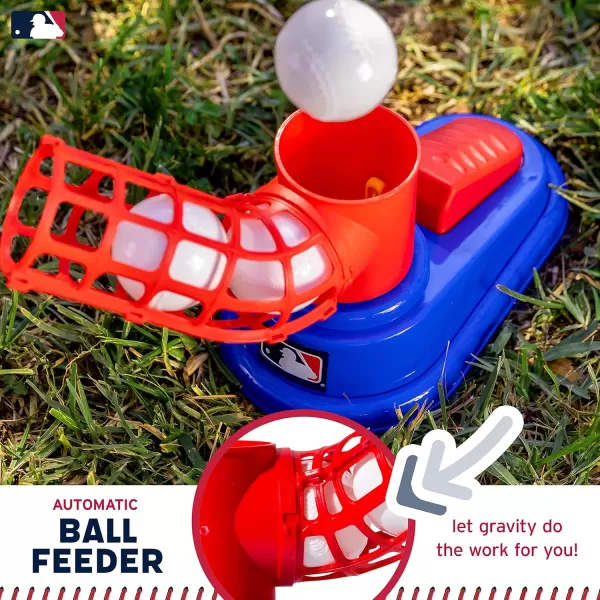 Franklin Sports Kids Baseball Pitching Machine  Pop A Pitch Baseball Batting Machine with Youth Bat  3 Plastic Baseballs  Boys  Girls Baseball ToyRedBlueBaseball Pop A Pitch