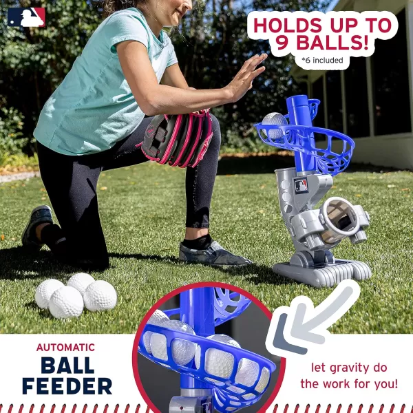 Franklin Sports MLB Kids Electronic Baseball Pitching Machine  Automatic Youth Pitching Machine with 6 Plastic Baseballs Included Youth Baseball Pitcher for Kids Ages 3Pitching Machine Includes 6 Balls