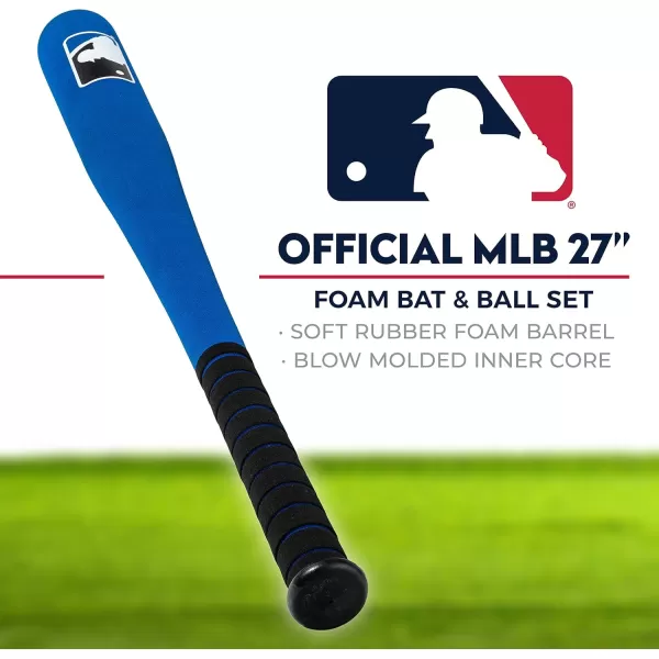 Franklin Sports MLB Kids Foam Baseball Bat  Ball Sets  Indoor  Outdoor Soft Foam Baseball Bats for Kids  Toddlers  Regular  Jumbo Barrels  24quot or 27quot LengthBlue