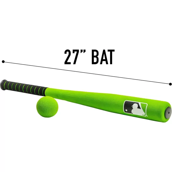 Franklin Sports MLB Kids Foam Baseball Bat  Ball Sets  Indoor  Outdoor Soft Foam Baseball Bats for Kids  Toddlers  Regular  Jumbo Barrels  24quot or 27quot LengthGreen