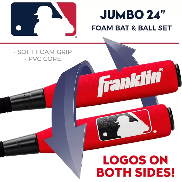Franklin Sports MLB Kids Foam Baseball Bat  Ball Sets  Indoor  Outdoor Soft Foam Baseball Bats for Kids  Toddlers  Regular  Jumbo Barrels  24quot or 27quot LengthRed