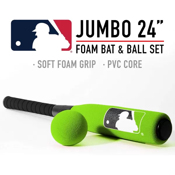 Franklin Sports MLB Kids Foam Baseball Bat  Ball Sets  Indoor  Outdoor Soft Foam Baseball Bats for Kids  Toddlers  Regular  Jumbo Barrels  24quot or 27quot LengthGreen