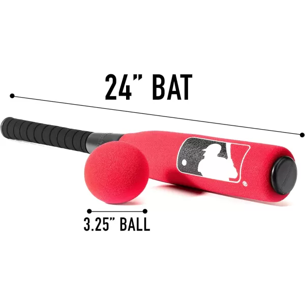 Franklin Sports MLB Kids Foam Baseball Bat  Ball Sets  Indoor  Outdoor Soft Foam Baseball Bats for Kids  Toddlers  Regular  Jumbo Barrels  24quot or 27quot LengthRed