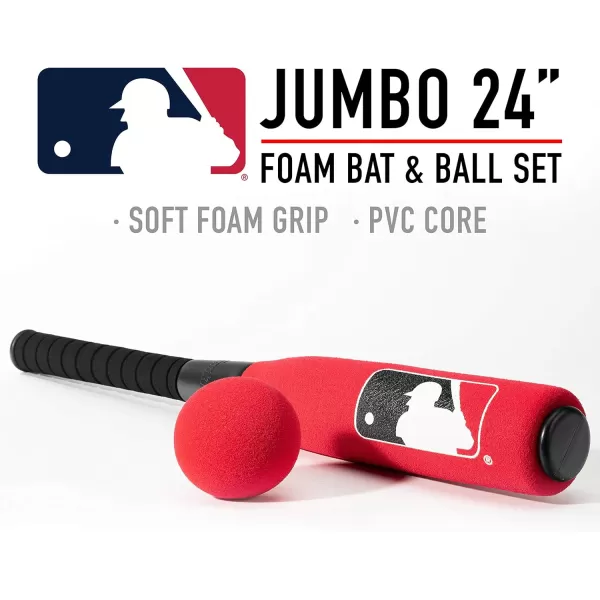 Franklin Sports MLB Kids Foam Baseball Bat  Ball Sets  Indoor  Outdoor Soft Foam Baseball Bats for Kids  Toddlers  Regular  Jumbo Barrels  24quot or 27quot LengthRed