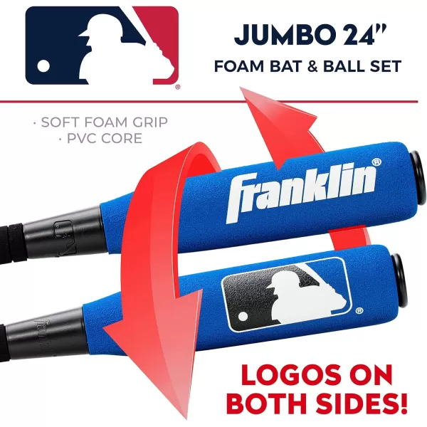 Franklin Sports MLB Kids Foam Baseball Bat  Ball Sets  Indoor  Outdoor Soft Foam Baseball Bats for Kids  Toddlers  Regular  Jumbo Barrels  24quot or 27quot LengthBlue