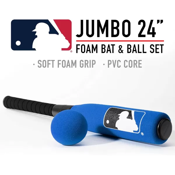 Franklin Sports MLB Kids Foam Baseball Bat  Ball Sets  Indoor  Outdoor Soft Foam Baseball Bats for Kids  Toddlers  Regular  Jumbo Barrels  24quot or 27quot LengthBlue