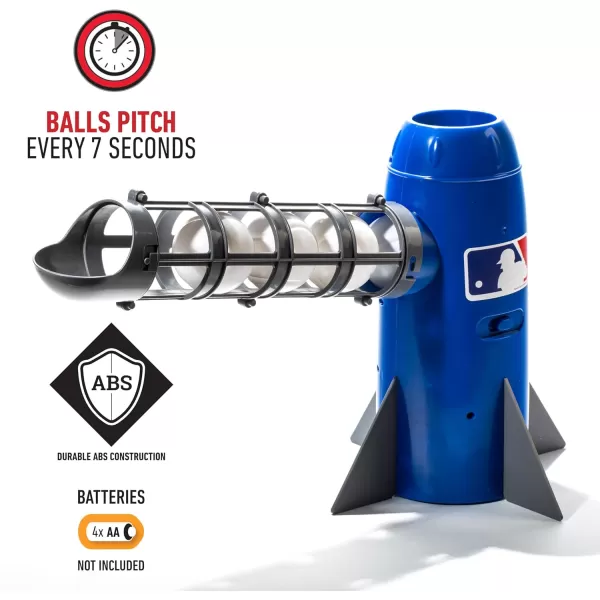 Franklin Sports MLB Kids Pitching Machine  POP ROCKET Kids Baseball Trainer  Includes 5 Plastic Baseballs ampamp Baseball Bat Multicolor Medium