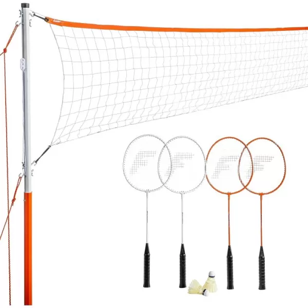Franklin Sports Badminton Net Sets  Outdoor Backyard  Beach Badminton Net  Equipment Set  4 Rackets  2 Birdies  Portable Net Included  Adults  Kids SetStarter