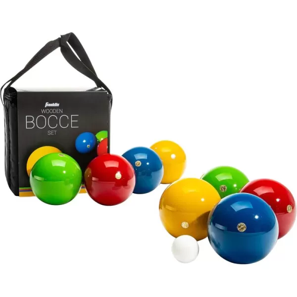 Franklin Sports Bocce Ball Set  8 Wooden Bocce Balls and 1 Pallino  Beach Backyard Lawn or Outdoor Party Game  Made in Italy100mm