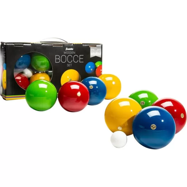 Franklin Sports Bocce Ball Set  8 Wooden Bocce Balls and 1 Pallino  Beach Backyard Lawn or Outdoor Party Game  Made in Italy90mm