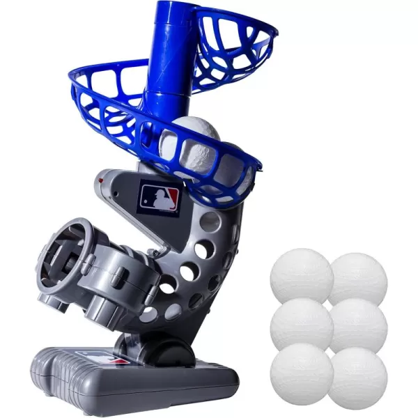 Franklin Sports MLB Kids Electronic Baseball Pitching Machine  Automatic Youth Pitching Machine with 6 Plastic Baseballs Included Youth Baseball Pitcher for Kids Ages 3Pitching Machine Includes 6 Balls