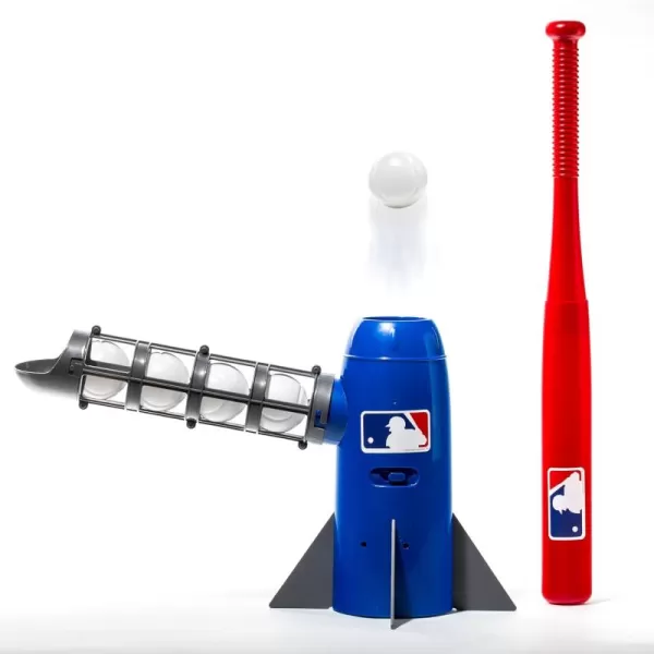 Franklin Sports MLB Kids Pitching Machine  POP ROCKET Kids Baseball Trainer  Includes 5 Plastic Baseballs ampamp Baseball Bat Multicolor Medium