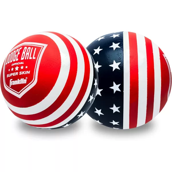 Franklin Sports Dodgeball Ball Set  SuperskinCoated Foam Balls for Playground Games  Small Dodgeballs for Gymnasium Games  EasyGrip Foam Balls  Wont Shred or Tear for Hours of Fun6Inch Red  White  Blue