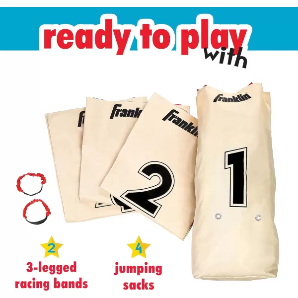 Franklin Sports Franklin Field Day Potato Sack Race Bags ampamp 3Legged Race Bands Game Kit  Great for Kids  2 Games in 1