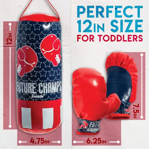 Franklin Sports Future Champs Kids Mini Boxing Set  includes Kids Boxing Gloves  Punching Bag ampamp Door Jam Bracket with Rope for Adjustable Punching Bag 475 x 475 x 12