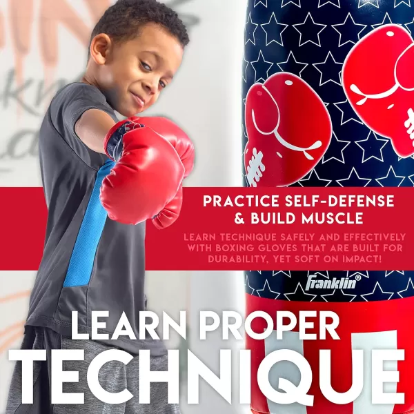 Franklin Sports Future Champs Kids Mini Boxing Set  includes Kids Boxing Gloves  Punching Bag ampamp Door Jam Bracket with Rope for Adjustable Punching Bag 475 x 475 x 12