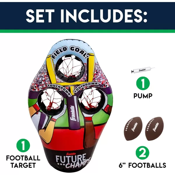 Franklin Sports Kids Football Target Toss Game  Inflatable Football Throwing Target Toy with Soft Mini Footballs  Fun Kids Football Toy Toss Game  Inflatable Indoor  Outdoor Sports GameFootball Target