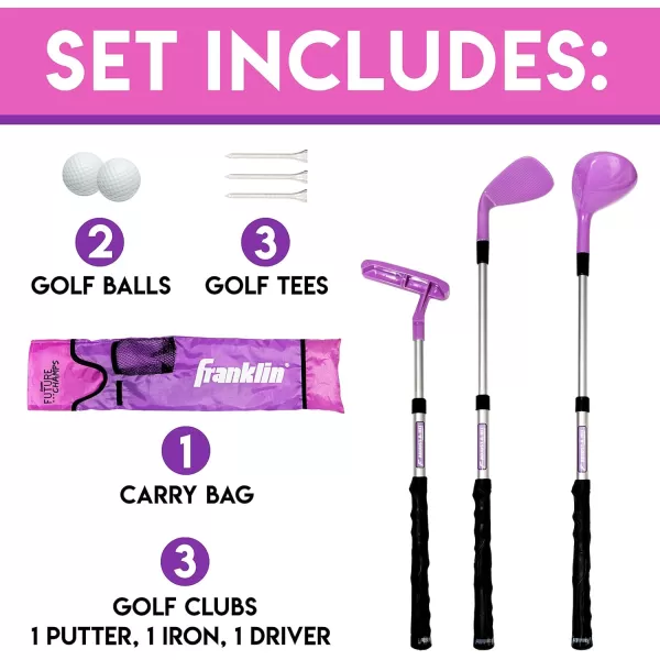 Franklin Sports Kids Golf Set  Youth Adjustable Plastic Golf Club Set  Kids Plastic Golf Set with Bag and Balls  Adjustable Length Clubs for Toddlers Junior Right hand RedPink